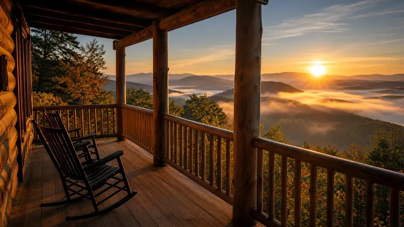 Log cabin porch with rocking chairs above misty hills at sunrise, How to Start a Bed and Breakfast or Inn in Vermont