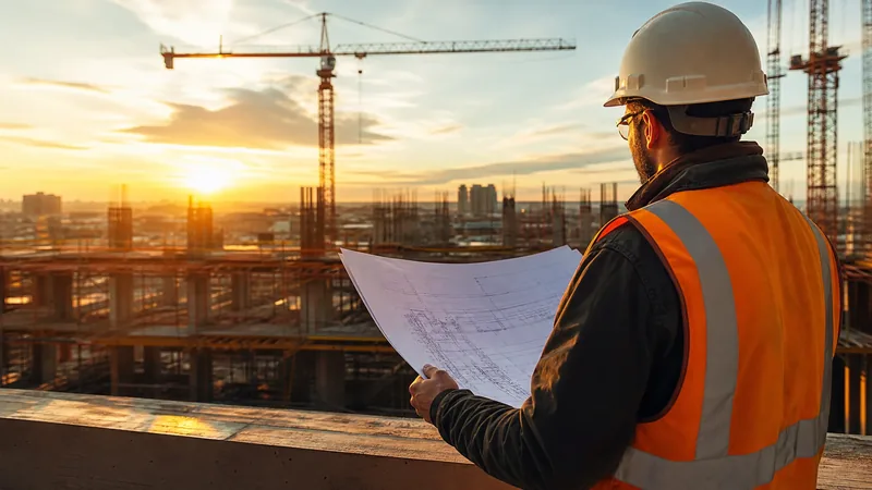 Contractor reviewing blueprints at a jobsite, How to Start a Contractor Business in Vermont