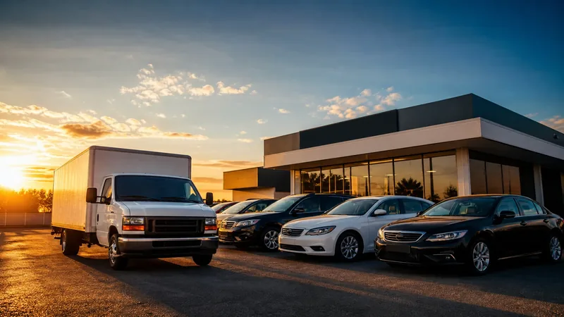 Box truck and cars outside a small auto lot, How to Start a Car Dealer Business in Vermont